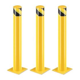 Safety Bollard Post, 36 Inch Height Steel Bollards, 4.5 Inch Diameter Parking Bollard, Yellow Powder Coated Safety Parking Barrier Post