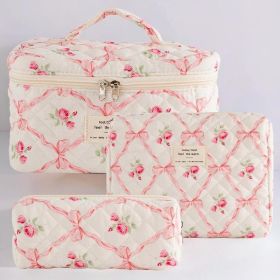 Cosmetic Bags for Women(3 pcs) Cute FloralMakeup Bag, Organizer Storage Make Up Bag,Travel Toiletry bags,Handbags Purses (Color: Pink Flower)